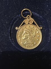 14 karaat gouden hanger coin, USA 1904