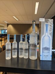 6x fles Vodka Belvedere, 4x 70cl, 2x 3 liter