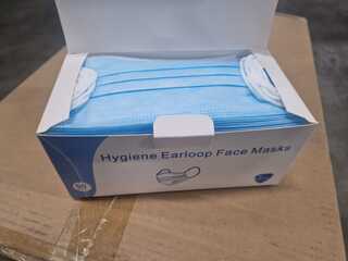 Ca. 10.000 Mondkapjes Hygiene Earloop Face Mask, Mondkapje, blauw