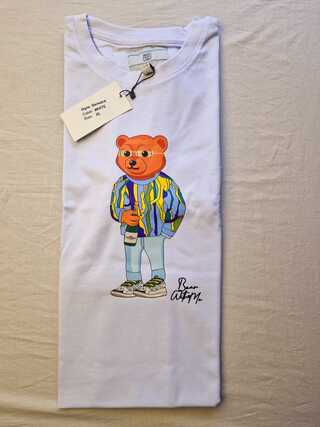 Heren kunstwerk T-shirt – Bear With Me – Moët Cartier, maat S