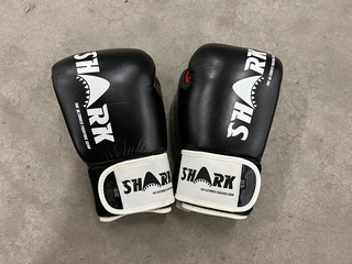 Ca. 12 paar Bokshandschoenen Shark, 12Oz, Zwart/Wit