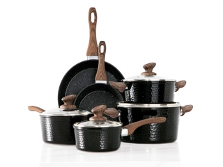 Kitchen Academy Pannenset Non Stick 15 stuks zwarte inductiekookpannen