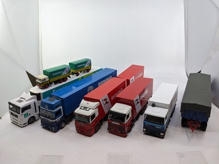 10x Miniatuur vrachtwagen o.a. Man, Daf, Scania, Volvo, diverse modell