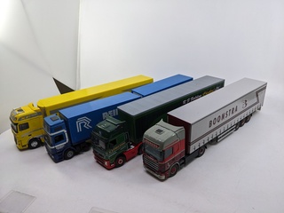10x Miniatuur vrachtwagen o.a. Man, Daf, Scania, Volvo, diverse modell