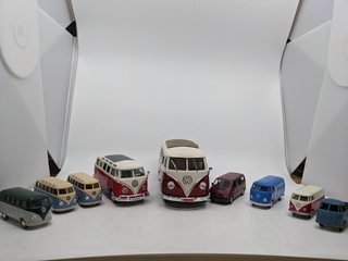 9x Miniatuur en schaalmodel Volkswagen, Transporter
