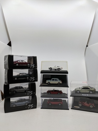 10x Miniatuur o.a. Rover, MG, diverse modellen