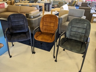 6x Eetkamerstoel Maxfurm, Maxi concept, Moss, antraciet, gold