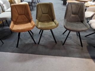 3x Eetkamerstoel  XL Company, Bliss – Blake, Moss – antraciet – cognac