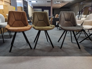 3x Eetkamerstoel  XL Company, Bliss – Blake, Moss – antraciet – cognac