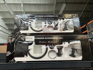 4x Badkamer accessoires set 7-delig zwart Watford