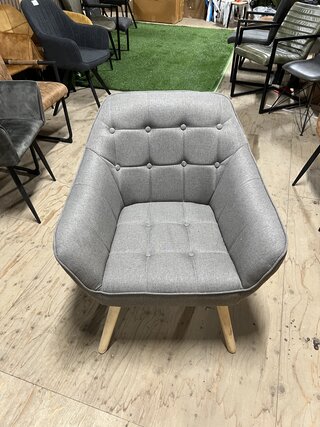 Scandinavische fauteuil linnen 1 pers, SanderZ, grijs, 2025