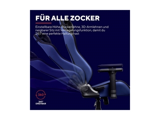 Trust GXT 703B Riye Gaming stoel Zwart/blauw