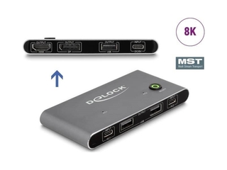 DELOCK USB-C KVM-switch naar HDMI en DisplayPort 8K MST Antraciet