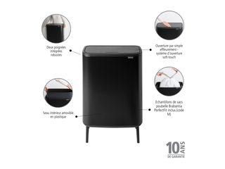 Brabantia Bo Touch Bin Hi Prullenbak 60 liter Matt Black