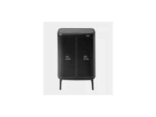 Brabantia Bo Touch Bin Prullenbak, Recycling, Matt Black, 2 binnenemme