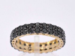 Gouden dubbele eternity ring met zwarte diamanten