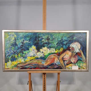 Acryl schilderij, Maya Wildevuur, Naakt, 1993