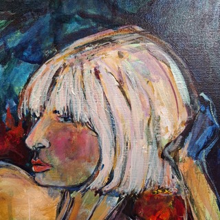 Acryl schilderij, Maya Wildevuur, Naakt, 1993