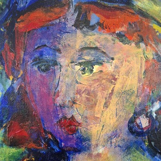 Acryl schilderij, Maya Wildevuur, Dame, 1993