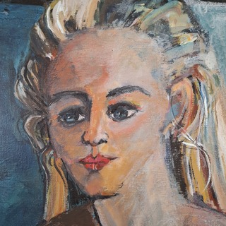 Acryl schilderij, Maya Wildevuur, Naakt, 1988