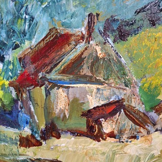 Acryl schilderij, Maya Wildevuur, Cakanovce Slovenië, 1994