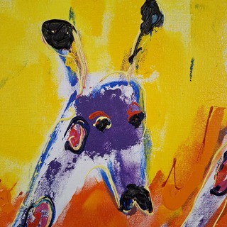 Acryl schilderij, Maya Wildevuur, Giraffe, 1994