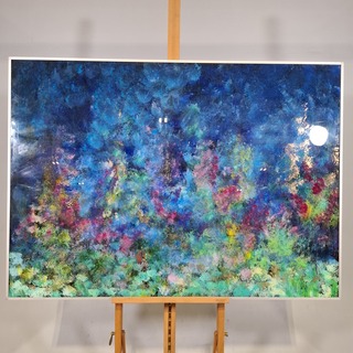 Kunstwerk in lijst, Maya Wildevuur, Bloemenveld/Herfst, 1989