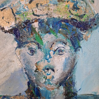 Acryl schilderij, Maya Wildevuur, De kleine slangen – Koningin, 1989