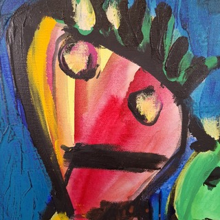 Acryl schilderij, Maya Wildevuur, Figuren, 1992