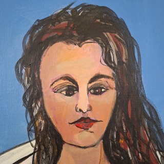 Acryl schilderij, Maya Wildevuur, Zittende vrouw, 1987