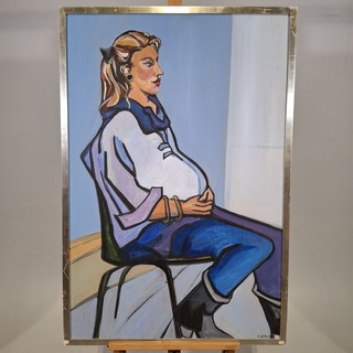 Acryl schilderij, Maya Wildevuur, Zwangere vrouw