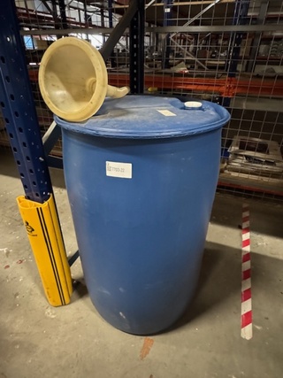 Kunststof vat en trechter blauw