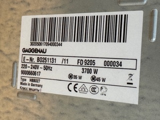 Hete lucht oven Gaggenau, HBB027