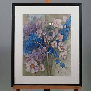 Aquarel, P. Cox, Bloemen