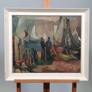 Schilderij, G.A. Staal, Vissersboten