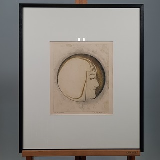 Ets, Irene Verbeek, Portret in geel, 1975
