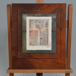 Kunstwerk op metalen plaat, P. Steeg / R. V.d. Dirks, Hoorndrager 2/5,
