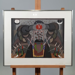 Aquarel, B. Schmitz, Behind the mask
