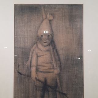2x Houtskool tekening, R. Klein, De kleine baanveger, 1961
