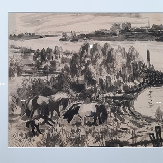 Schilderij, G. Roling, Lekdijk, 1958