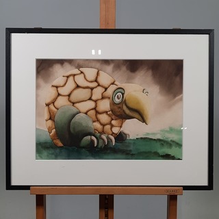 Aquarel, W. Snapper, Stenen vogel, 1977