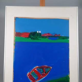 Schilderij, F. Tarenskeen, print met boot