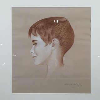 Pastel, L. Van Post, Jongens portret, 1975