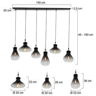 Hanglamp Flair 6 lichts Steinhauer Lighting, Zwart , 2024