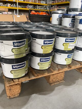 Ca. 40x Emmer Wijzonol verf diverse kleuren