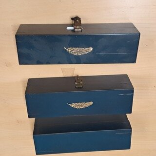 3x Opberg box blauw