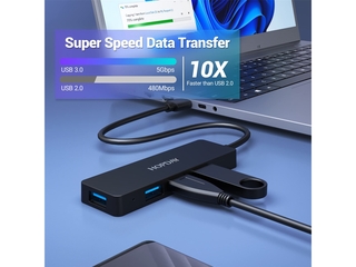 HOPDAY Ultra Slim USB 3.0 Hub  4 Poorten Zwart