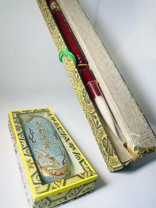 Vintage Aziatische calligraphy – Inksteen + penseel