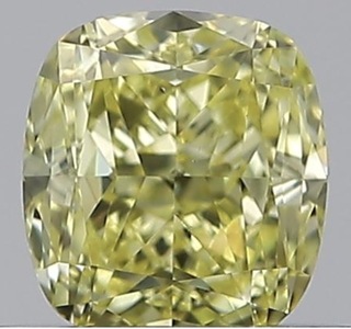 Diamant - 0.40 carat Fancy geel Kussenvorm geslepen diamant met een GI