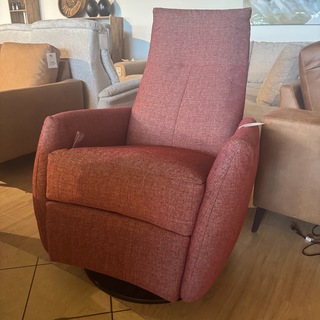 Relaxfauteuil – rood stof – manueel verstelbaar – zwarte poot